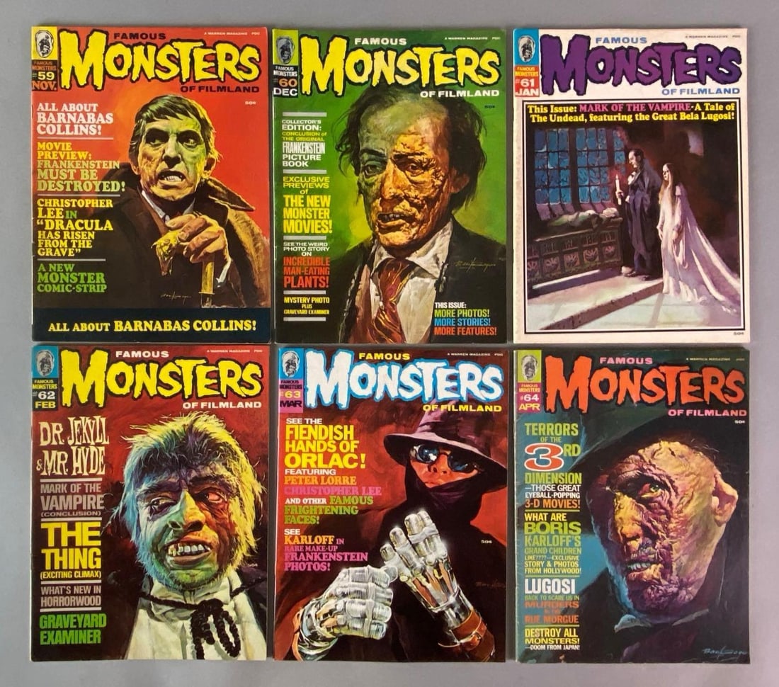 Group of 6 Warren Magazine Famous Monsters of Filmland Magazines (1 of 4)