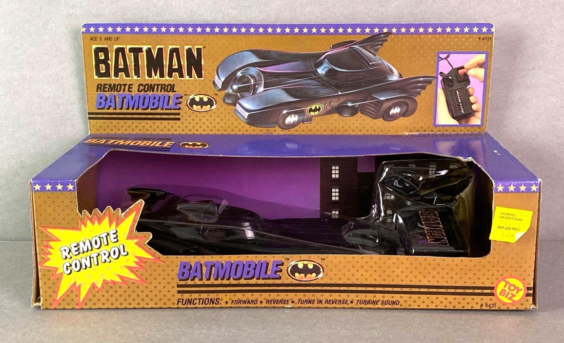 1989 Toy Biz Batman Remote Control Batmobile: In factory sealed box, Box measures 6 x 11 x 5 1/4 inches.