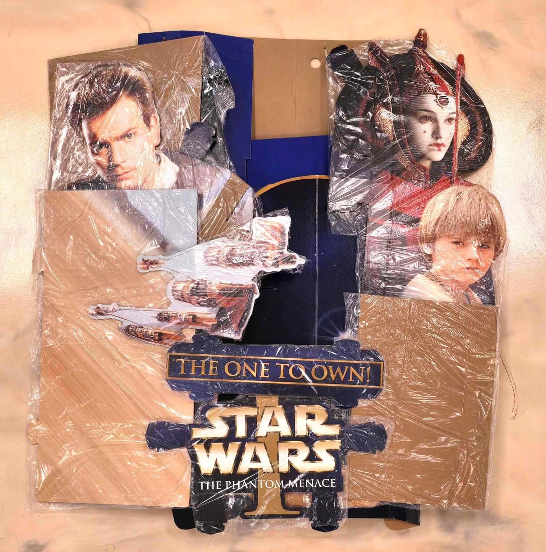 Star Wars Episode 1 Cardboard Video Display: Includes Obi Wan Kenobi, Anaking Skywalker and Queen Amidala, largest piece measures 30 x 41 inches