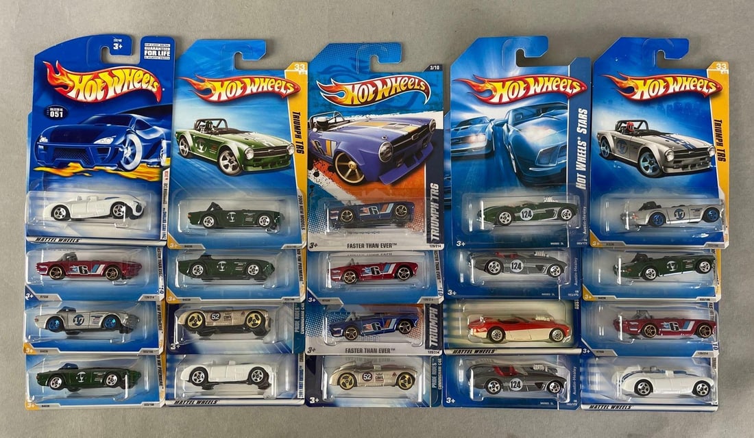 Group of 20 Mattel Hot Wheels Die-Cast Sport Cars: Includes Cunningham, Austin healey, triumph