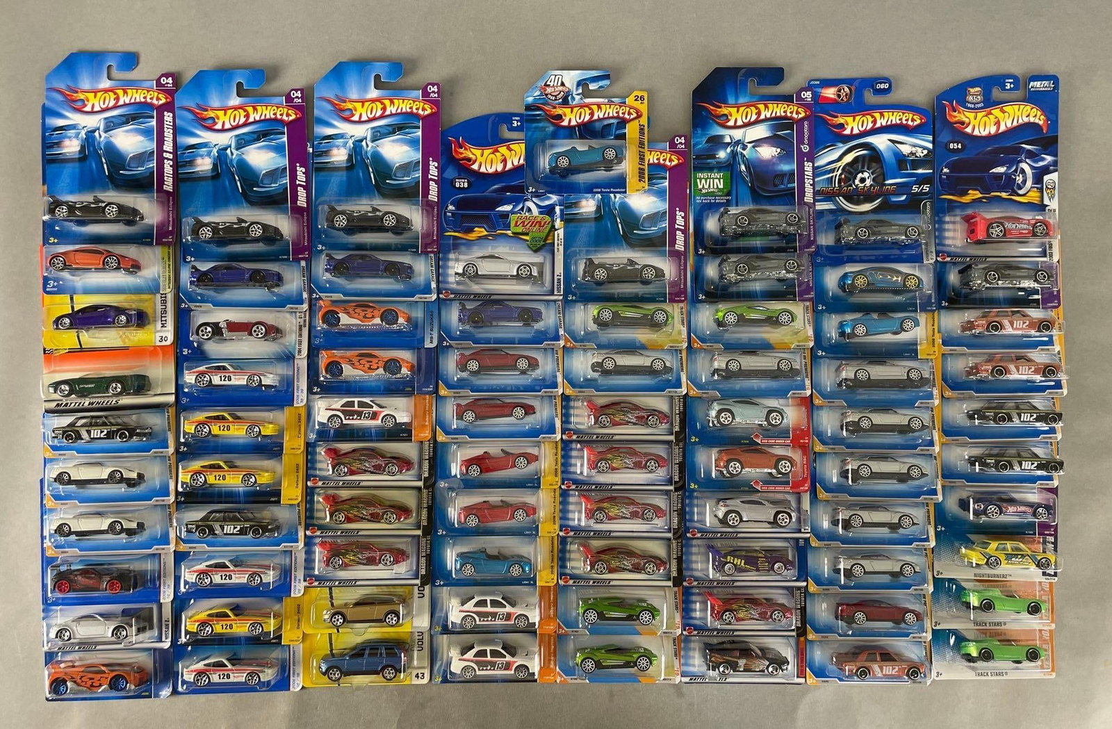 Group of 75+ Mattel Hot Wheels Die-Cast Foreign Cars: Includes Mitsubishi, Subaru, Toyota , and more