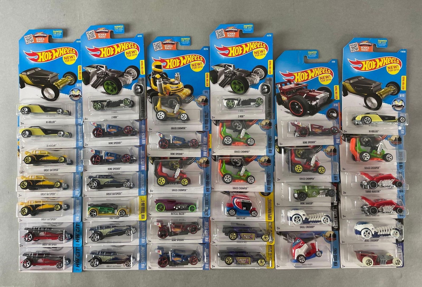Group of 35+ Mattel Hot Wheels Rods and Custom Die-Cast Cars: Includes boom car, bone speeder, ratical racer, and more