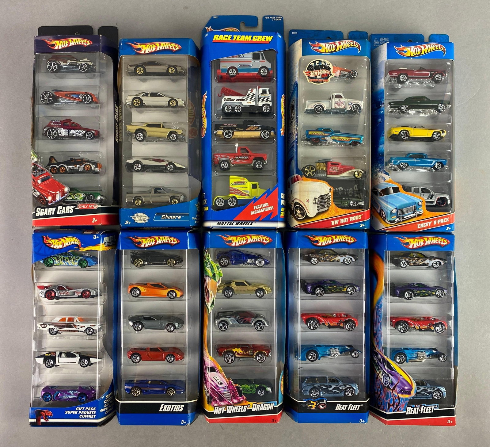 Group of 10 Mattel Hot Wheels: Die-cast, includes heat fleet, Exotics, heat fleet and more