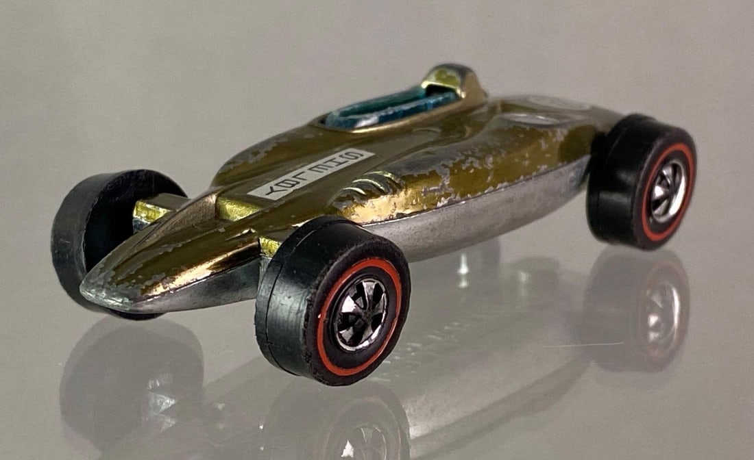 Hot Wheels Redline Shelby Turbine Die-Cast Vehicle: 1969, Mattel, Die-Cast, Red Line Tires, Gold Body.