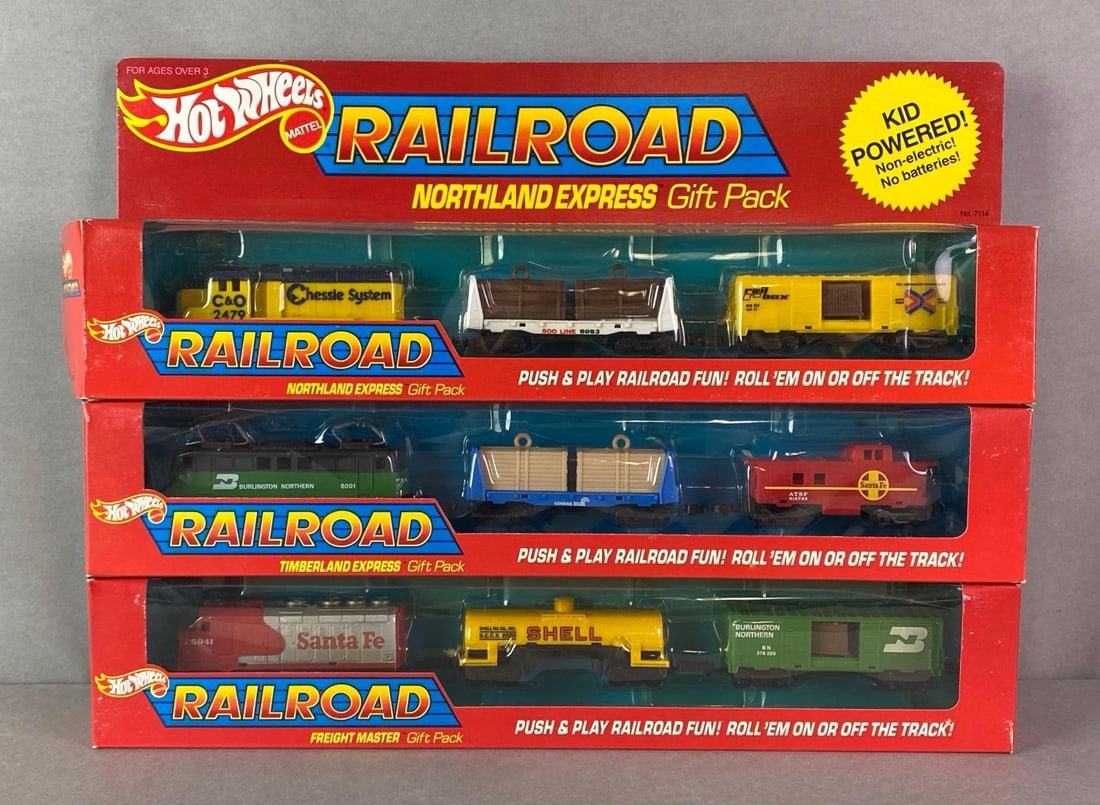 Group of 3 Hot Wheels Railroad Die-Cast Vehicle Sets (1 of 3)