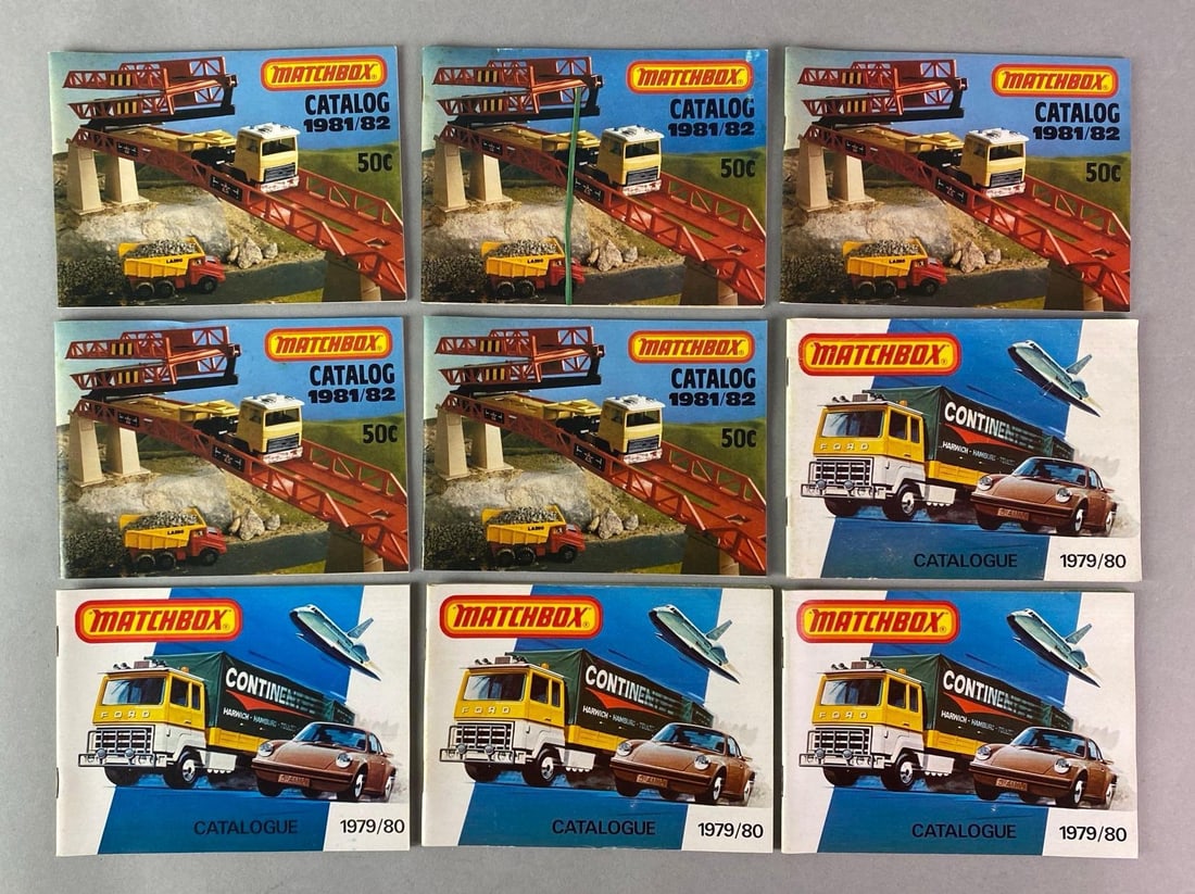 Group of 9 Matchbox Collectors Catalogues: Includes (5) 1981/82, and (4) 1979/80, All measure 4 1/2 x 6 inches.