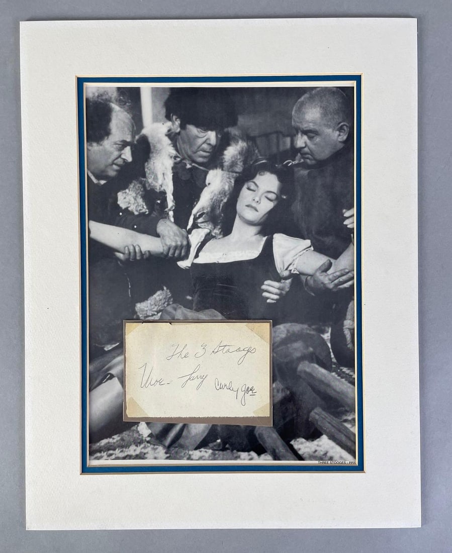 Signed 3 Stooges Paper with Matted Photo (1 of 3)