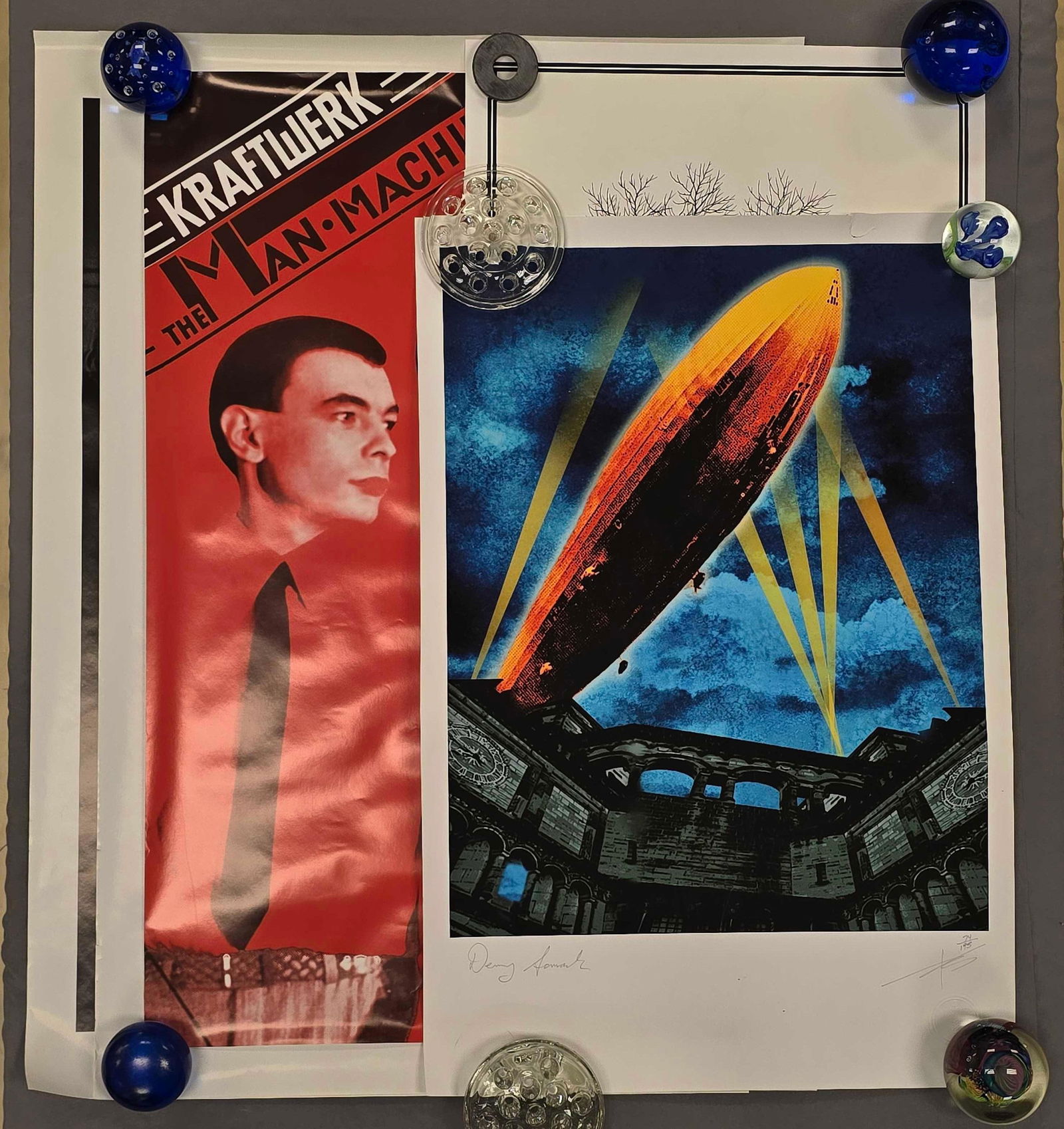 Group of 5 Assorted Band Photos: Includes Kraftwerk, Led Zepplin, Mick Rock and More, largest measures 24 x 35 1/2 inches