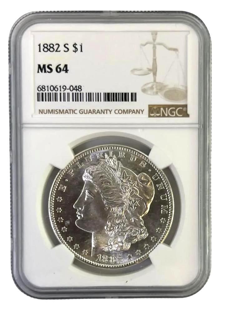 1882 S US Morgan Silver Dollar NGC MS64 (1 of 2)