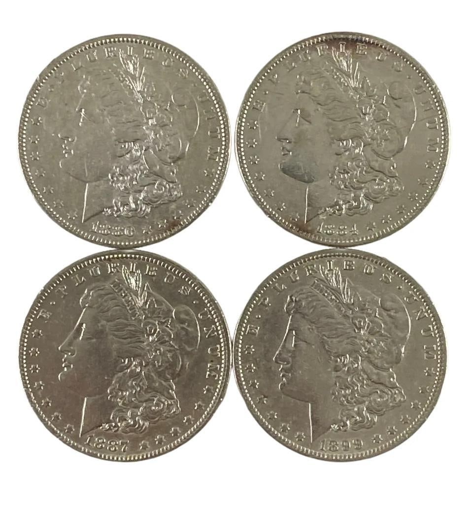 Group of 4 1880s-1890s Morgan Silver  Dollars (1 of 2)
