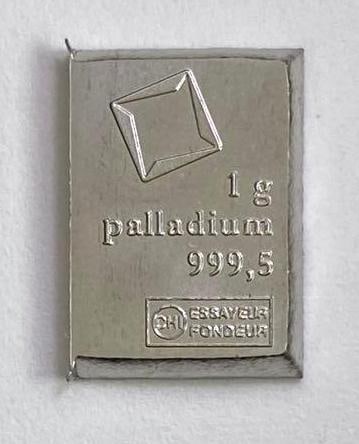 Valcambi Suisse Vertical 1g. 999.5 Fine Palladium Ingot / Bar: Valcambi Suisse Vertical 1g. 999.5 Fine Palladium Ingot / Bar