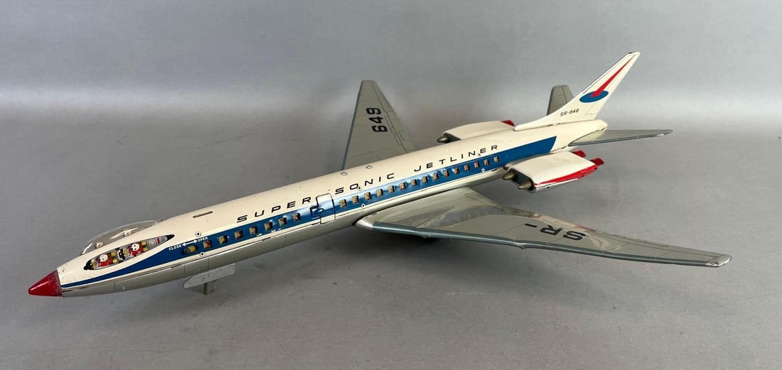 Vintage SR-649 Tin Litho Friction Super Sonic Jetliner (1 of 8)