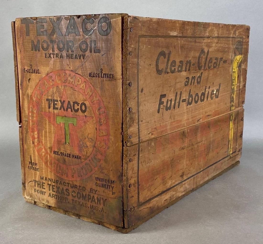Vintage Texaco Motor Oil Wood Advertising Crate (1 of 5)
