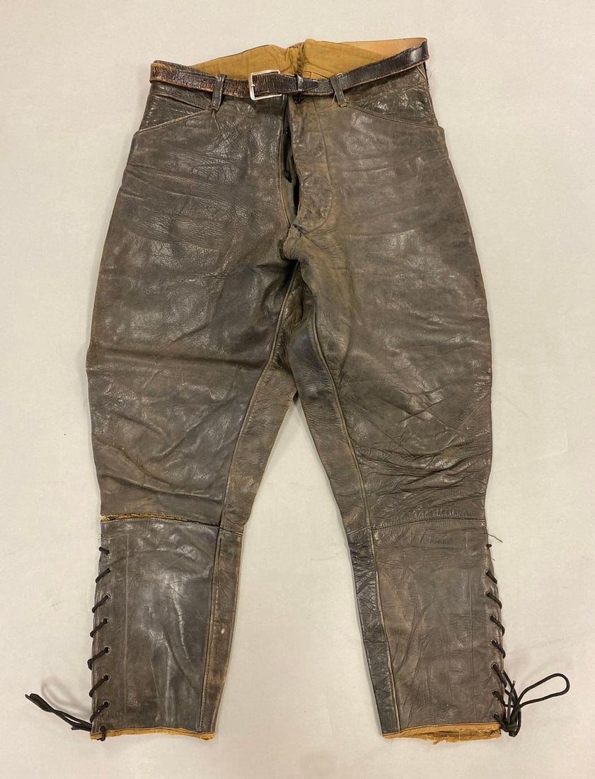 Vintage Leather Motorcycle Riding Pants and Belt (1 of 3)