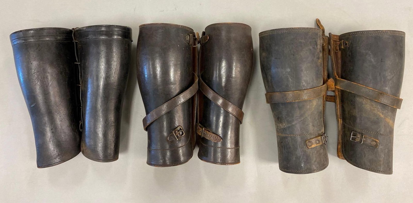 Group of Vintage Black Leather Motorcycle Riding Gaiters (1 of 4)