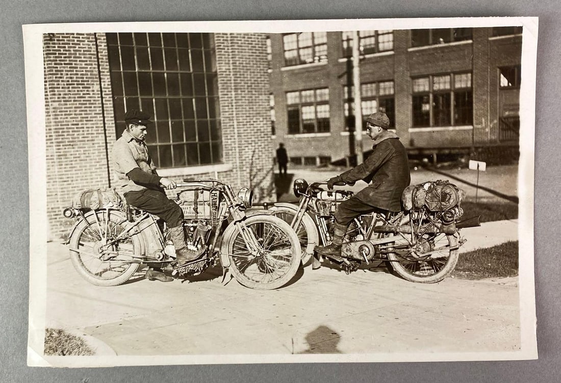 1914 Harley-Davidson Northwest Motorcycling Dealer Staged Factory Photograph (1 of 2)