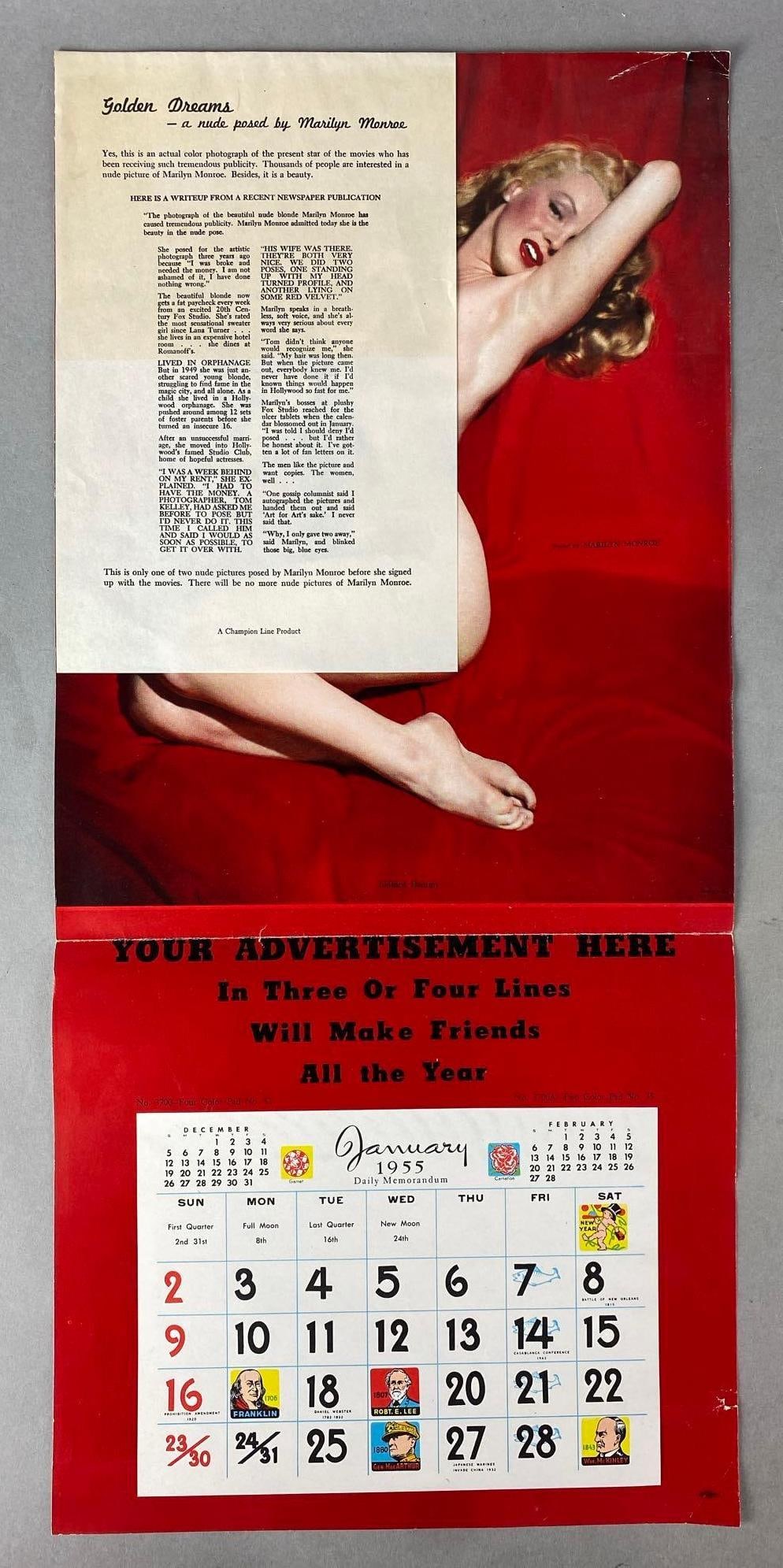 Marilyn Monroe Golden Dreams 1955 Calendar Salesmen Sample (1 of 3)