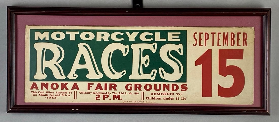 Anoka Fair Grounds Motorcycle Races Advertising Poster (1 of 3)