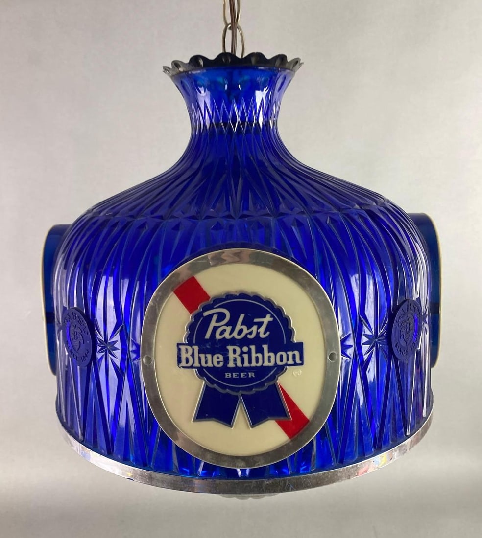 Pabst Blue Ribbon Light-Up Hanging Overhead Advertising Lamp (1 of 7)