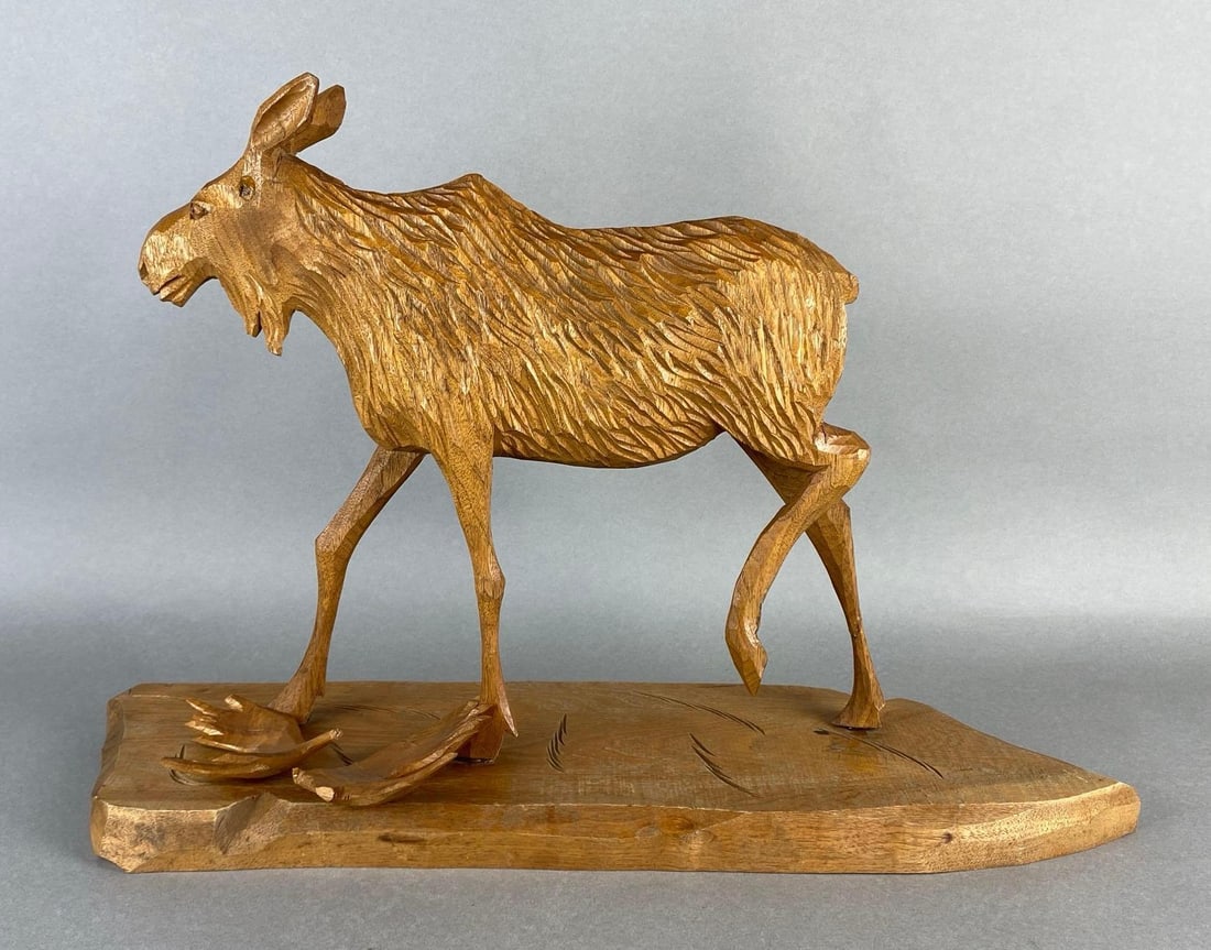 Wood Carved Folk Art Moose (1 of 10)