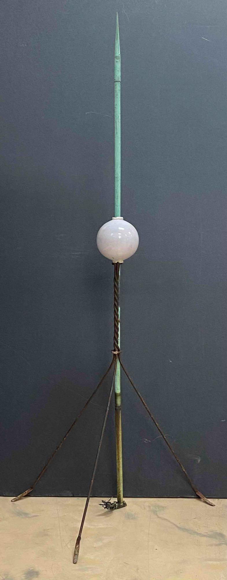Iron and Copper Barn Lightning Rod With Milk Glass Ball (1 of 2)