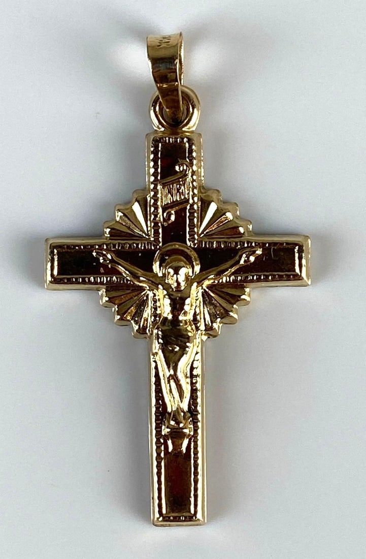 14K Gold Crucifix Cross Necklace Pendant (1 of 3)