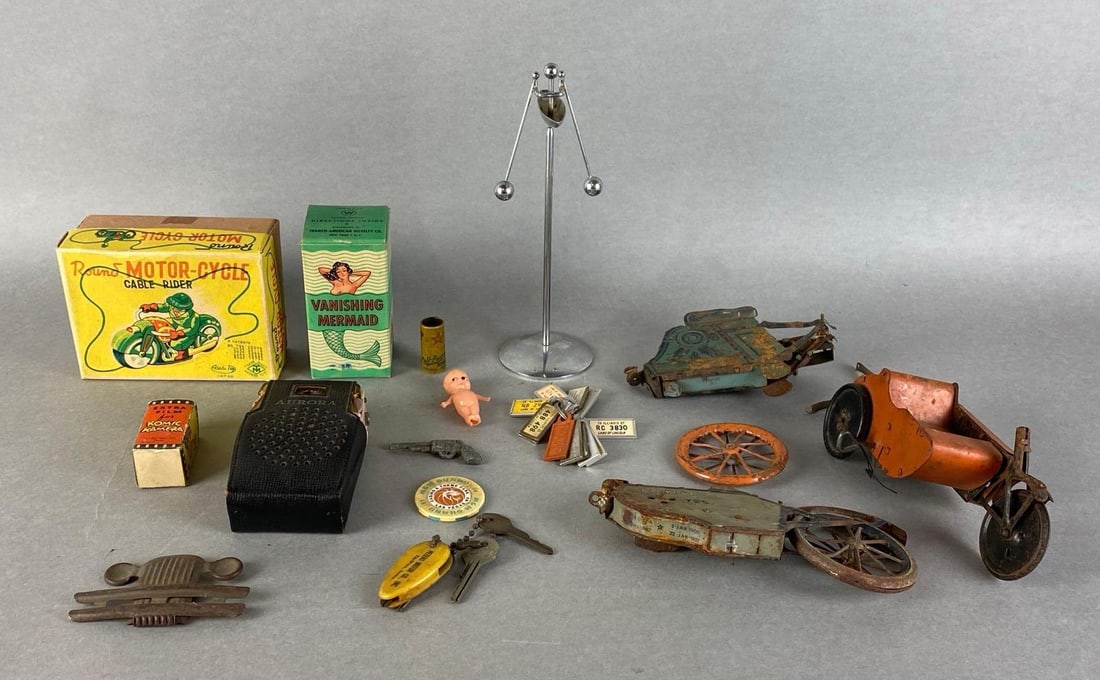 Group of Tin-Litho Motorcycle Parts and More (1 of 3)