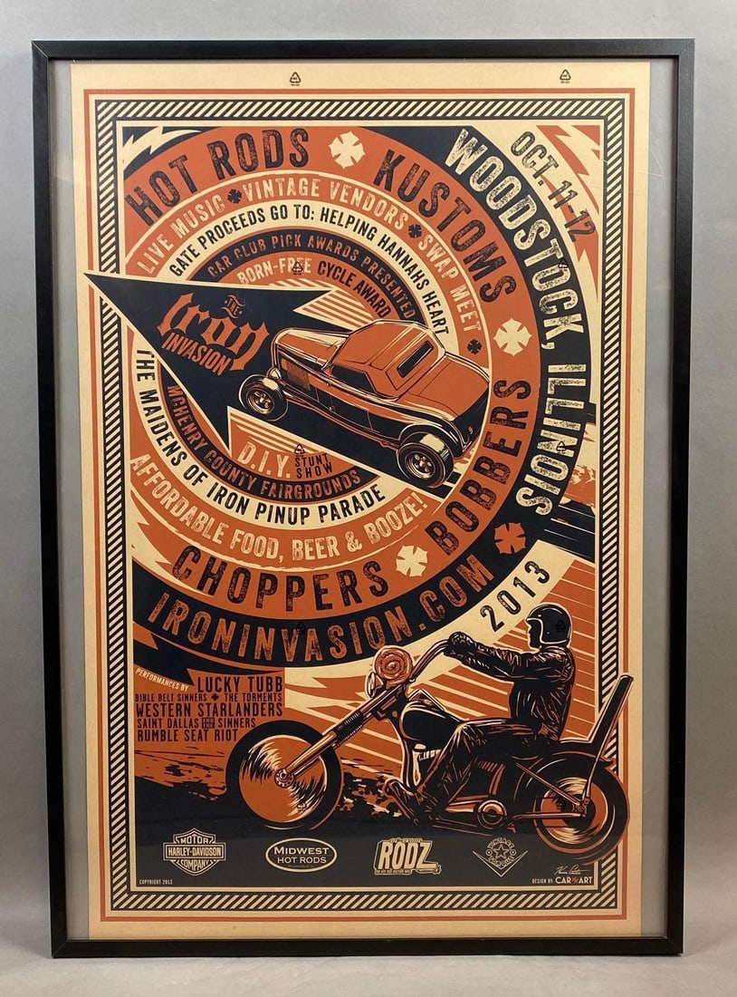 2013 CarArt Woodstock Illinois Ironinvasion Lithograph Poster (1 of 4)