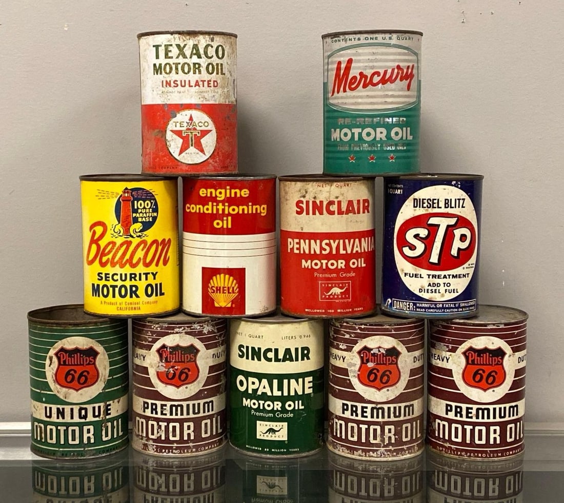 Group of 11 Motor Oil Advertising Cans (1 of 2)