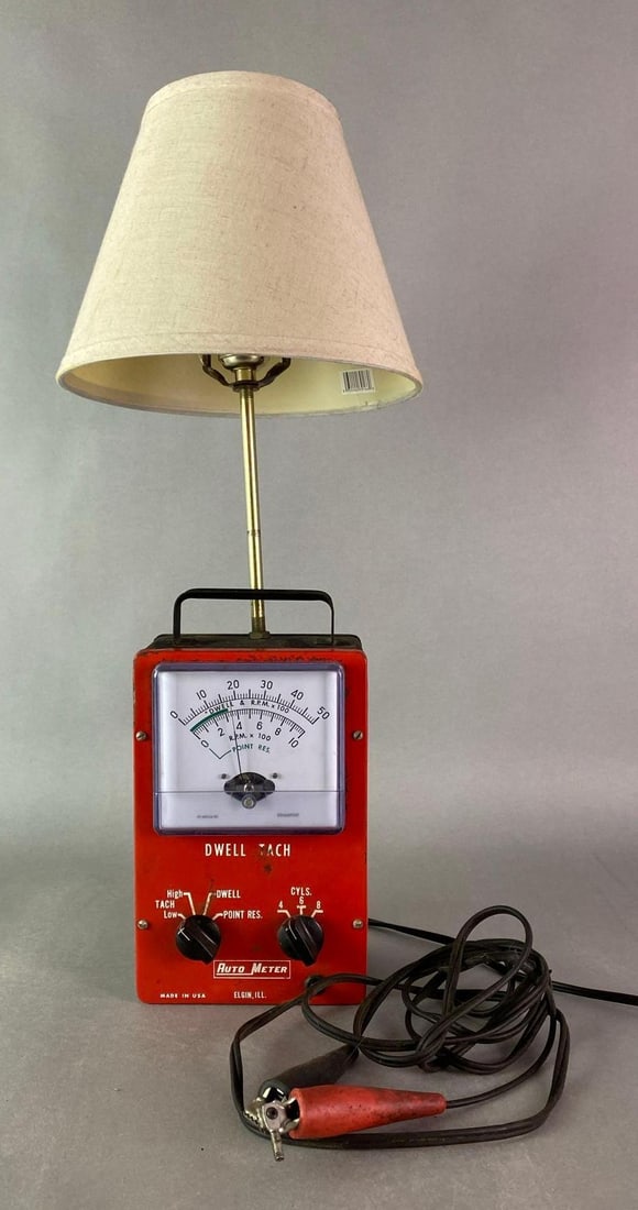 Elgin Illinois Converted Dwell Tach Auto Meter Table Lamp (1 of 8)