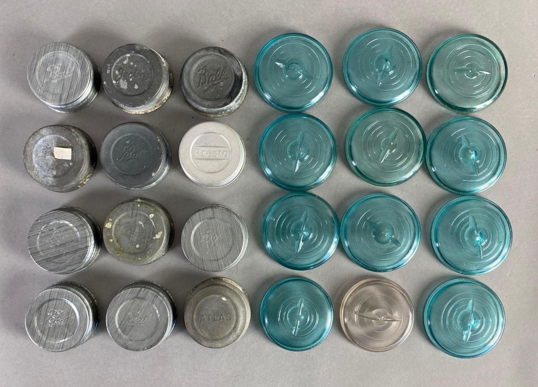 Group of Zinc and Glass Mason Jar Lids (1 of 3)