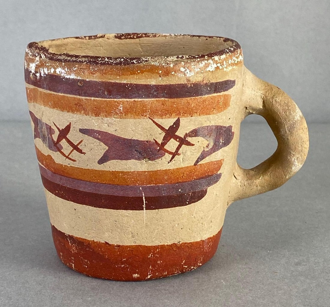 Handmade Primitive Pottery Painted Mug (1 of 6)