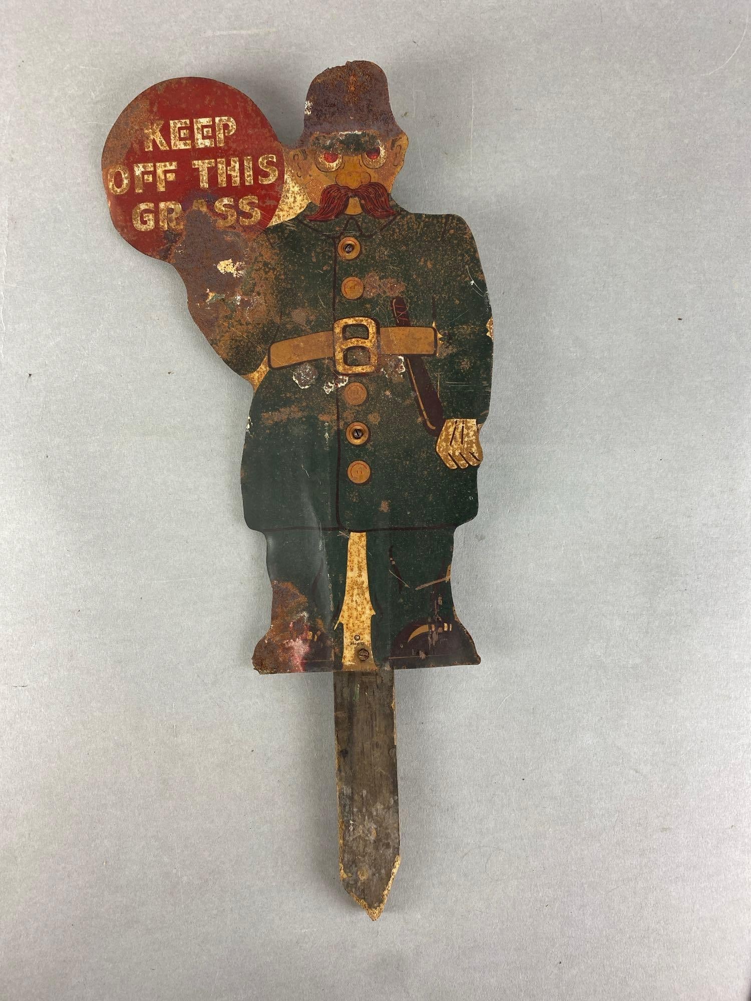 Vintage Keep Off This Grass Policemen Sign (1 of 2)
