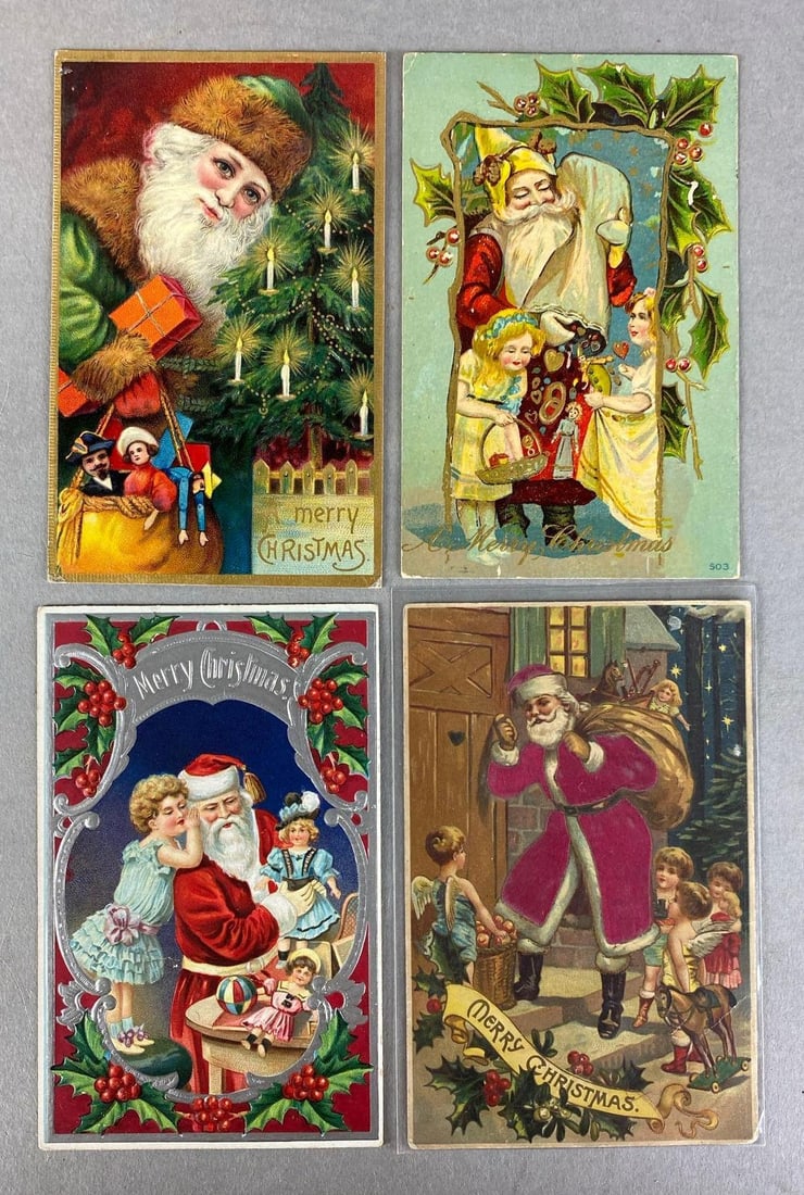 Postcards - 11 Embossed Christmas Santas (1 of 3)