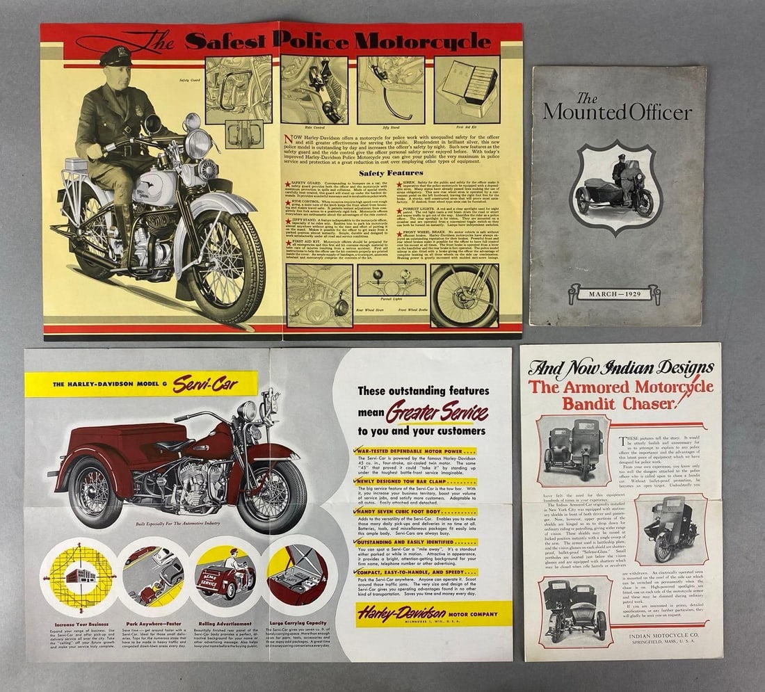 Group of 4 1920-1950s Harley-Davidson Motorcycle Advertising Booklets (1 of 4)