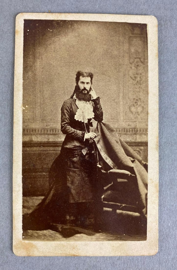 Late 1800s Antique Photograph of Cross Dressing Man/Bearded Lady Circus Freak (1 of 2)