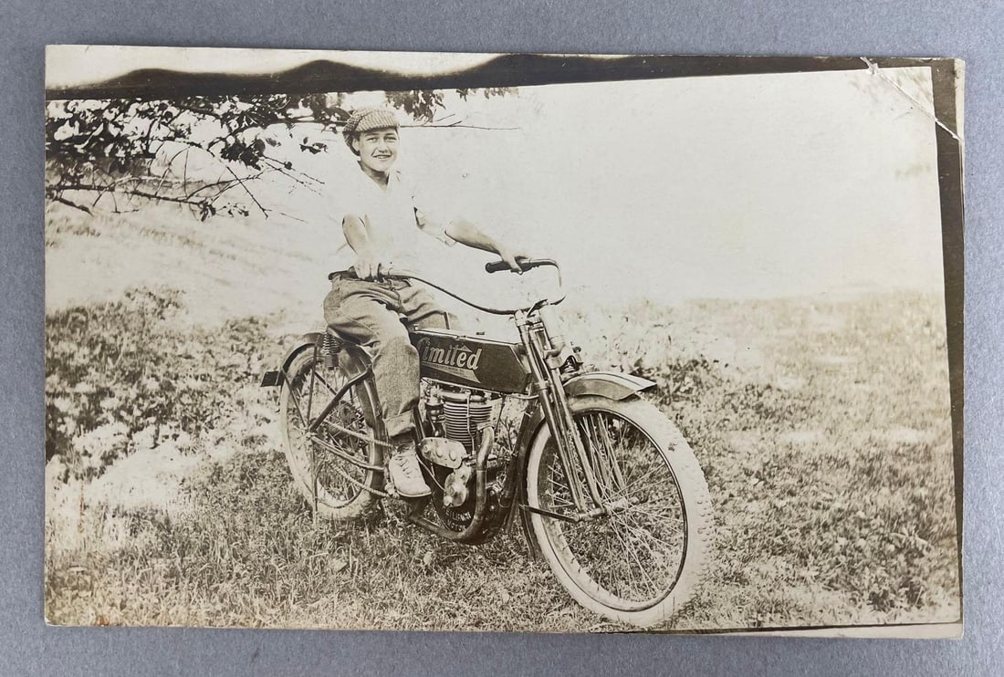 Pre-1915 Fielbach Limited Motorcycle Real Photo  Postcard (1 of 2)