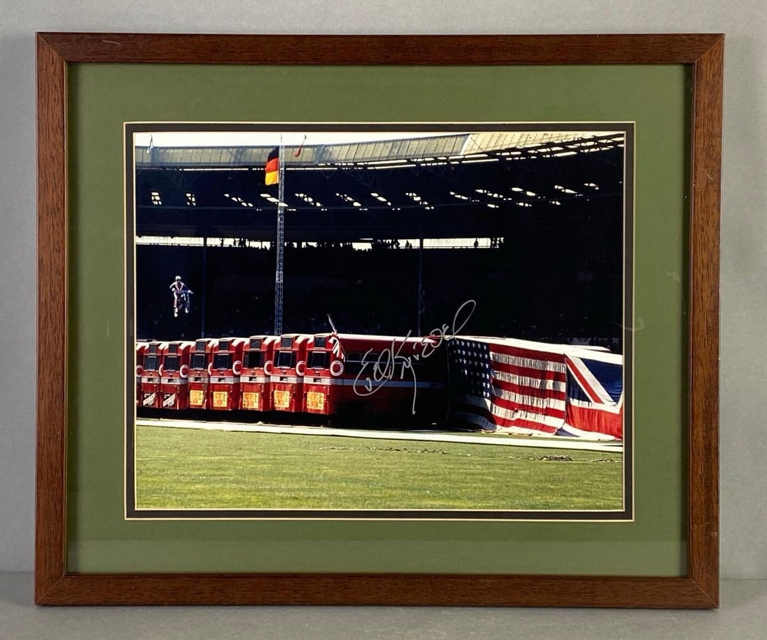 Signed Evel Knievel Jump over Busses Photograph Print (1 of 3)