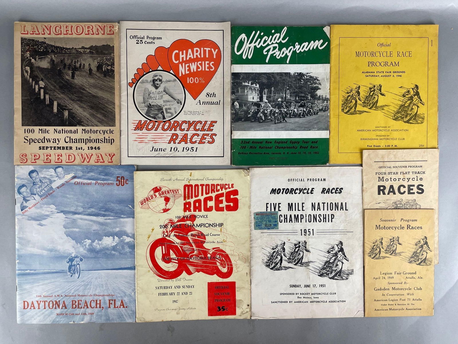 Group of 1940s / 50s Motorcycle Race Souvenir Programs (1 of 3)