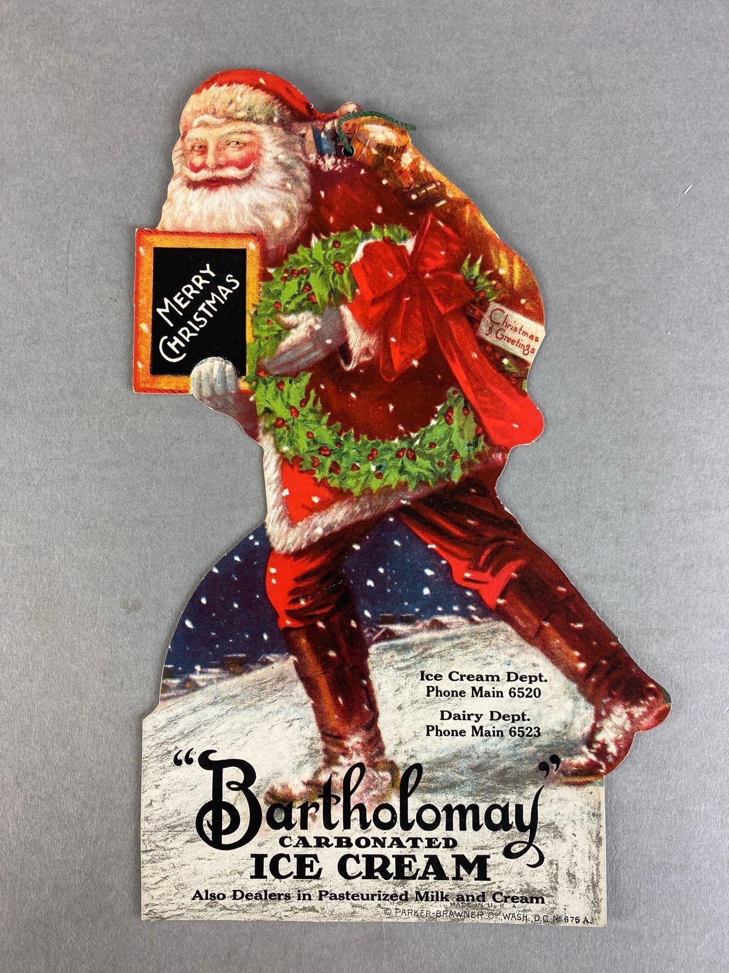 Bartholomay Carbonated Ice Cream Advertising Sign: Measures 10 x 5 1/2 inches