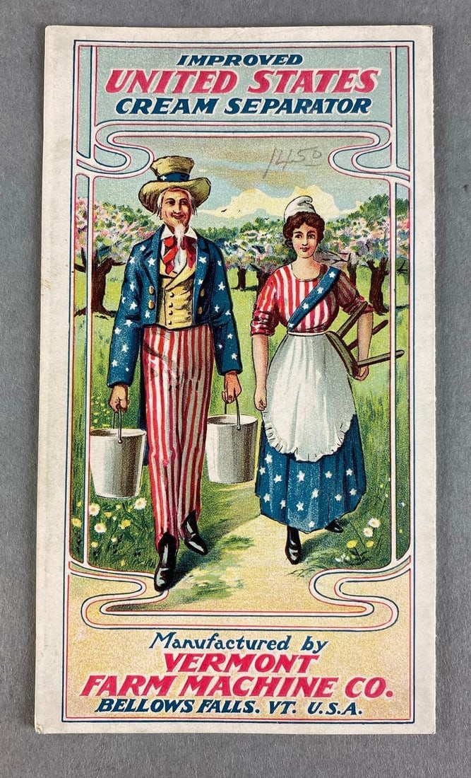 US Cream Seperators Vermont Farm Machine Co. Advertising Trade Card: Bellows Falls Vermont, measures 6 x 3 inches