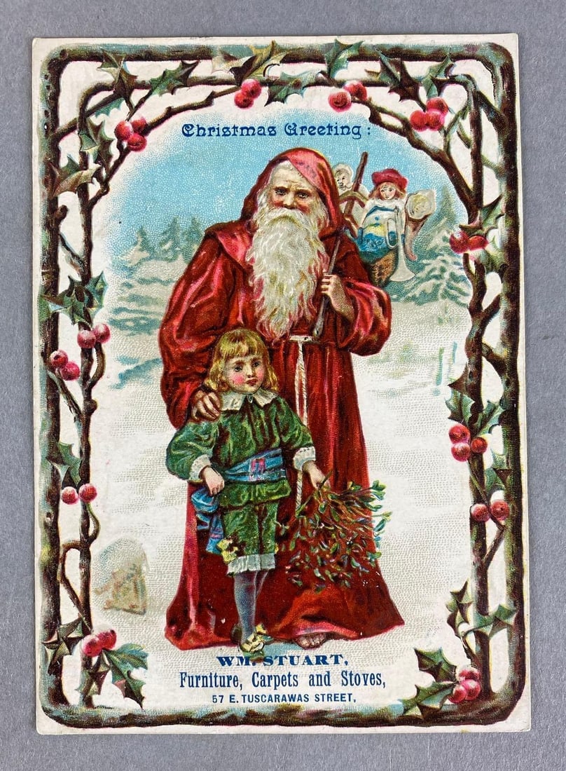 WM Stuart Christmas Santa Claus Greeting Trade Card (1 of 2)