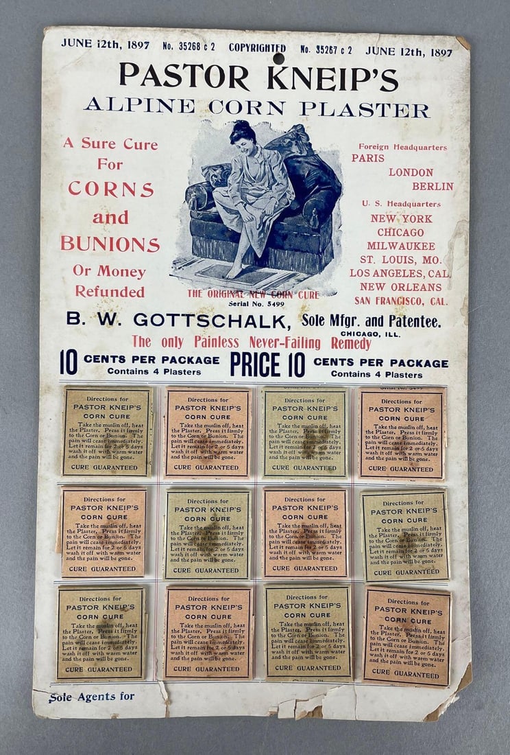 1897 Pastor Kneips Alpine Corn Plaster Advertising Display (1 of 2)