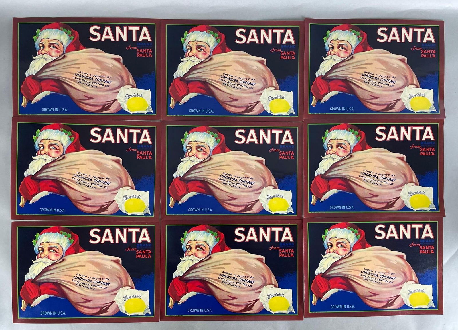 Group of Santa Brand Sunkist Lemon Advertising Labels (1 of 2)