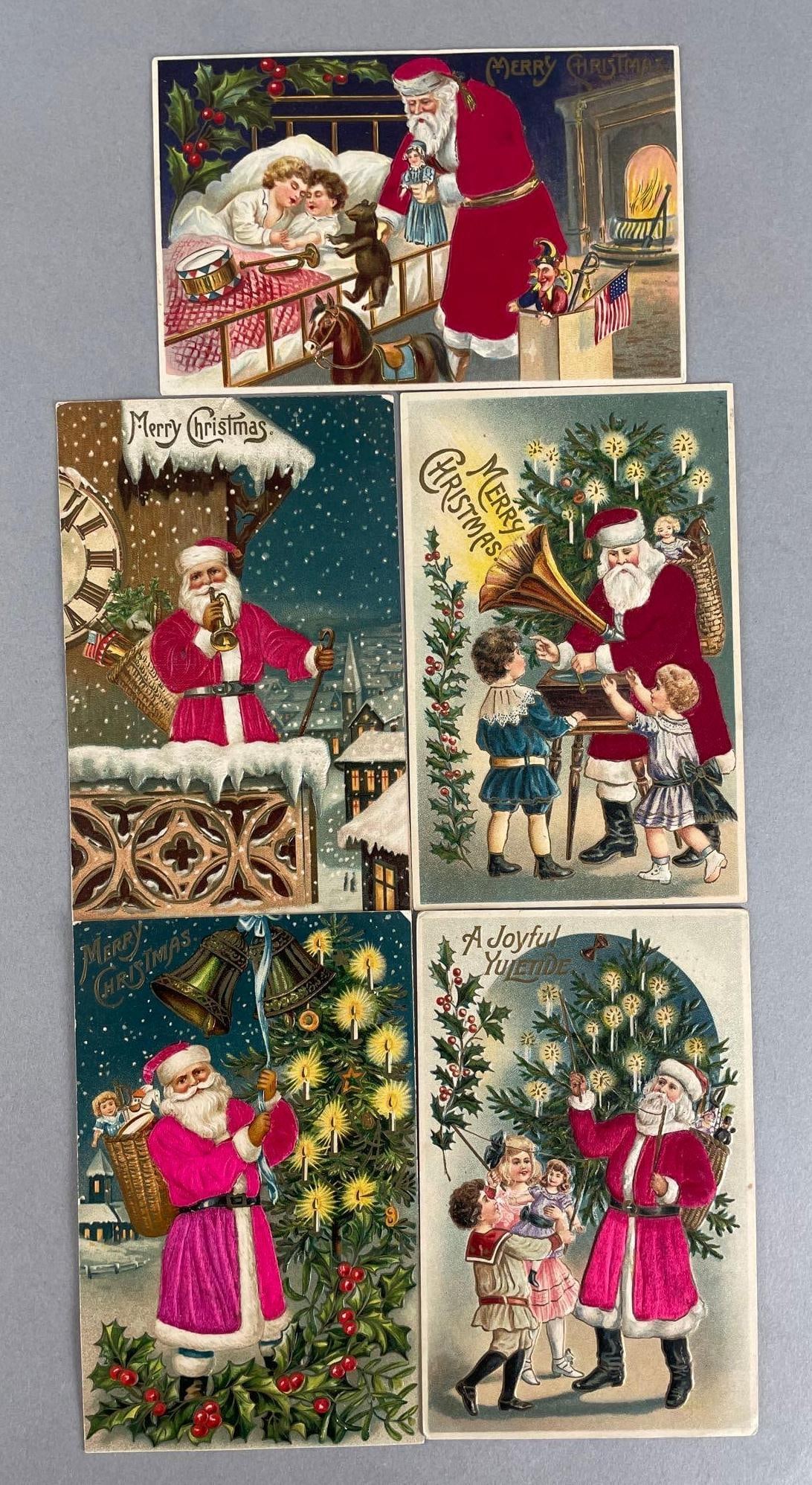 Postcards - 5 Santa Claus Silk Christmas (1 of 2)
