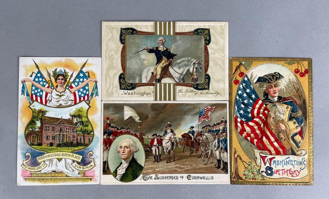 Postcards - 15+ Patriotic George Washington: Includes battles, flags, presidential