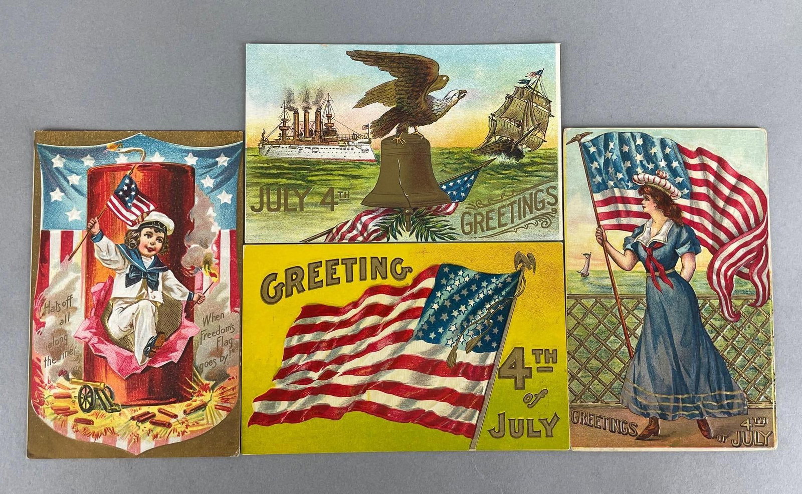 Postcards - 15 Patriotic 4th of July: Includes flags, eagles, embossed