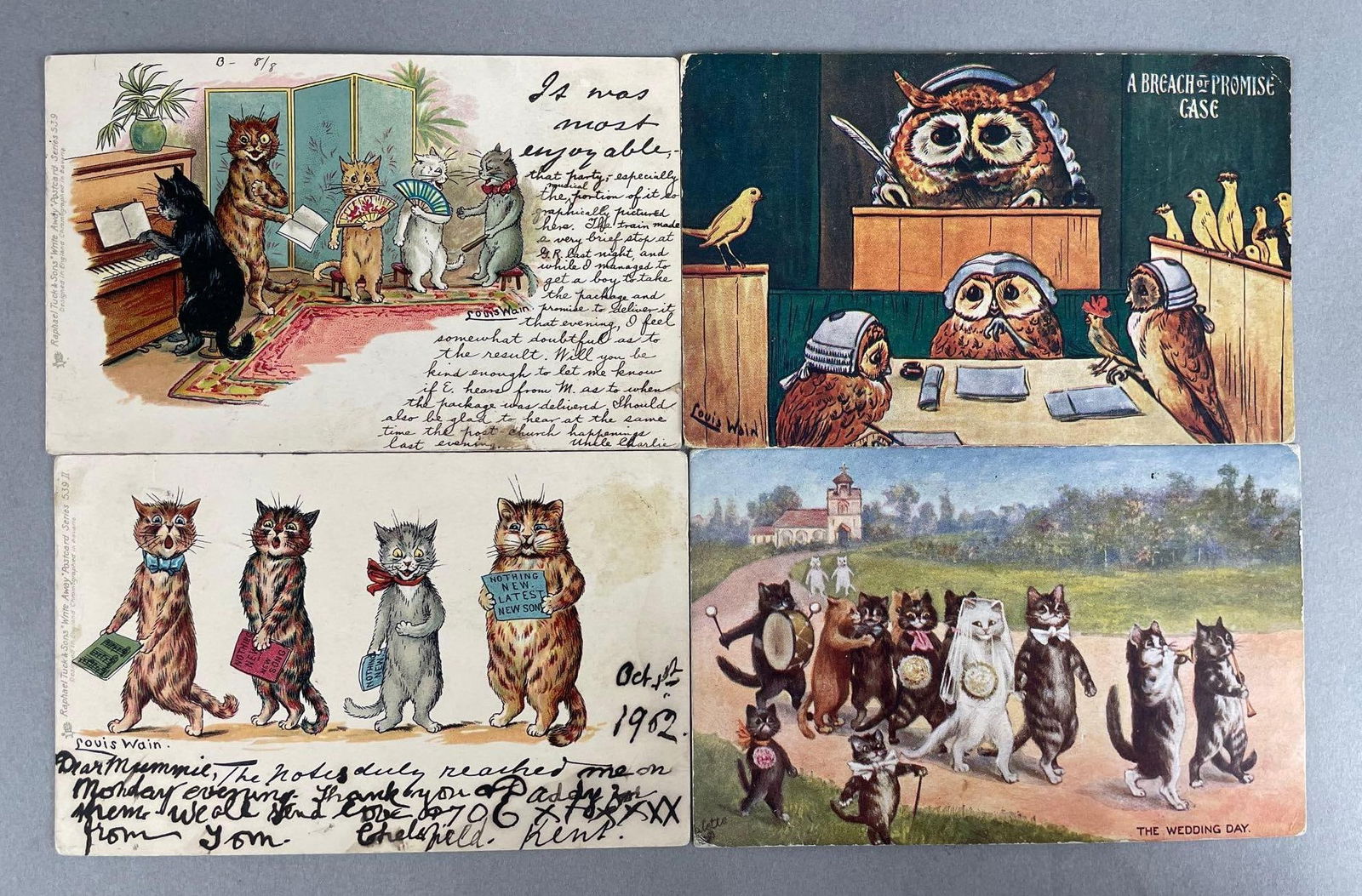 Postcards - 4 Louis Wain Animal (1 of 2)