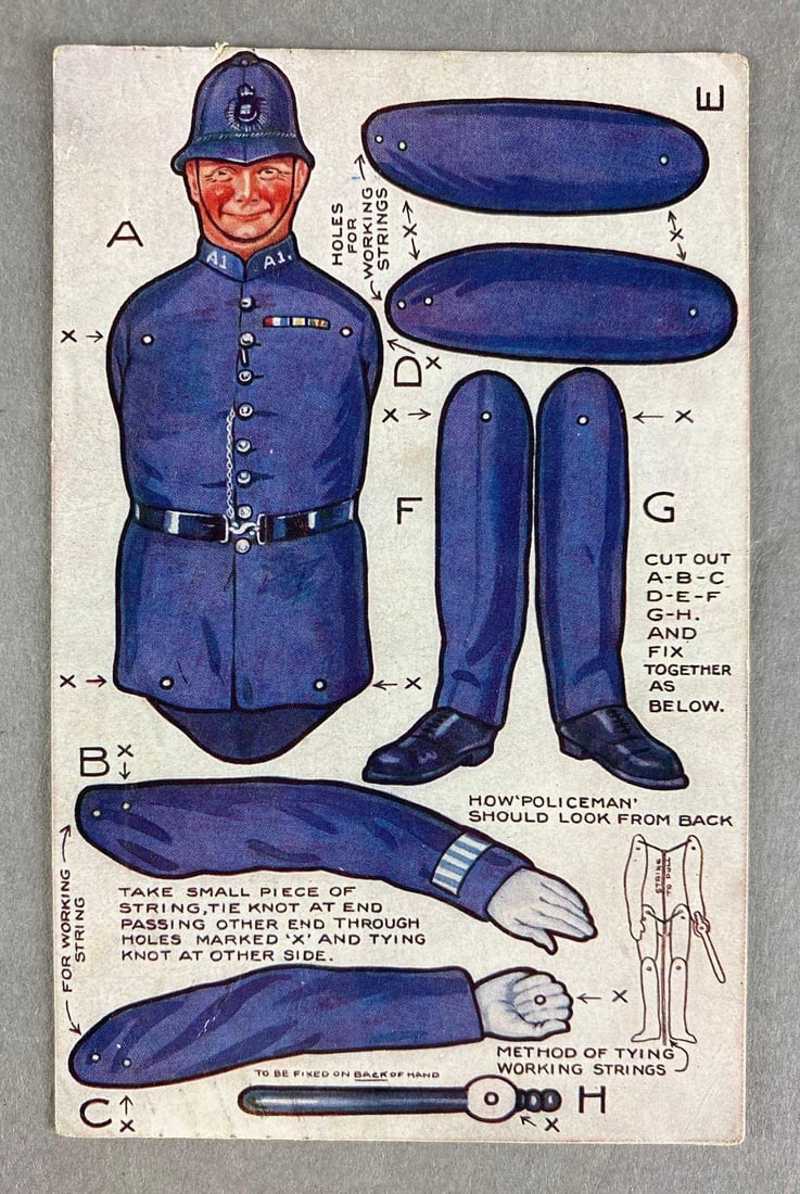 Rare Paper Toy Policeman Postcard (1 of 2)