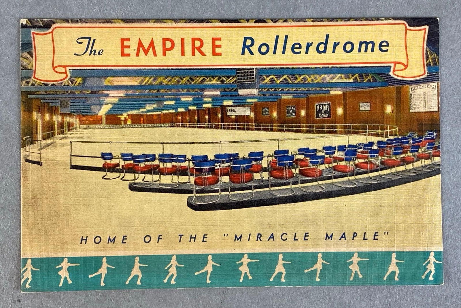 Empire Rollerdome Linen Postcard: Brooklynn New York, roller skating